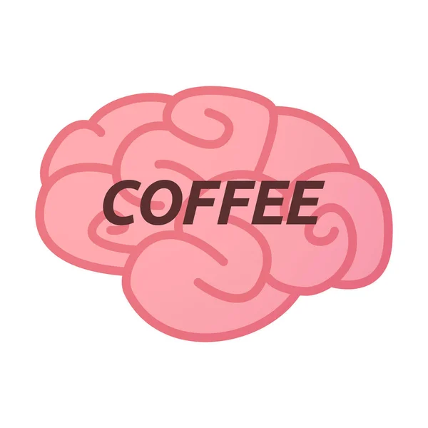 Icono cerebral aislado con el texto COFFEE — Vector de stock
