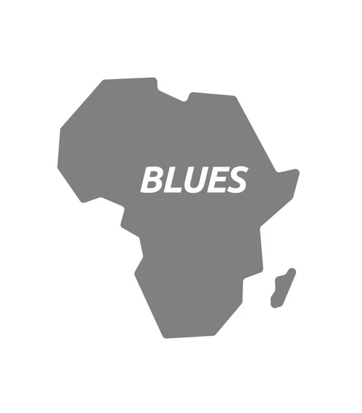 Mapa isolado da África com o texto BLUES —  Vetores de Stock