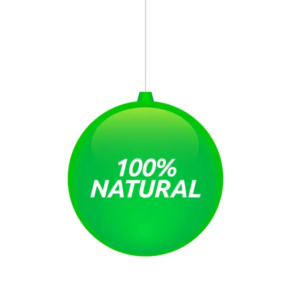 Boule de Noël isolée avec le texte 100 % NATUREL — Image vectorielle