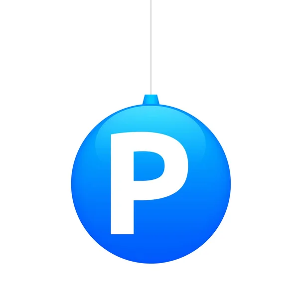 Bola de Natal isolada com a letra P — Vetor de Stock