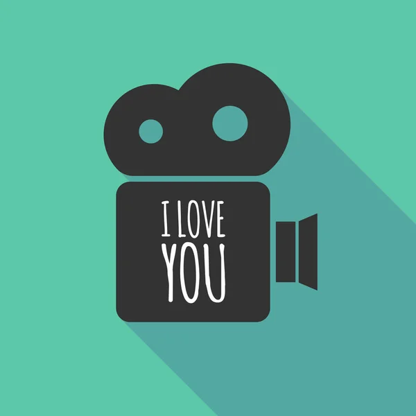 Longue icône de caméra d'ombre avec le texte I LOVE YOU — Image vectorielle