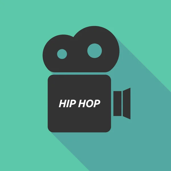 Lange schaduw camera-icoontje met de tekst Hip Hop — Stockvector