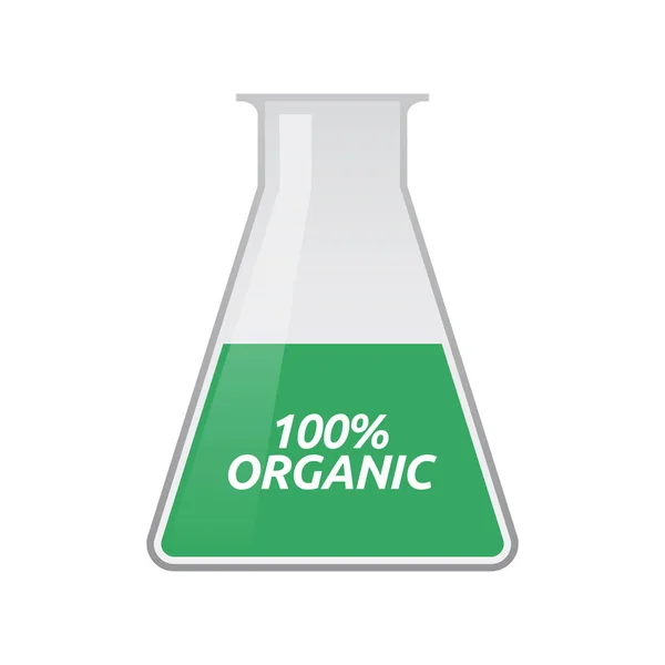 Isoliertes Reagenzglas mit dem Text 100% organisch — Stockvektor