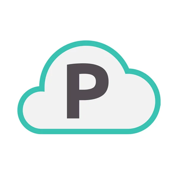 Izolované cloud ikonu s písmenem P — Stockový vektor