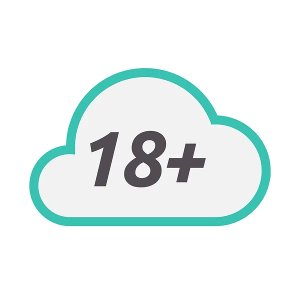 Izolované cloud ikonu s textem 18+ — Stockový vektor