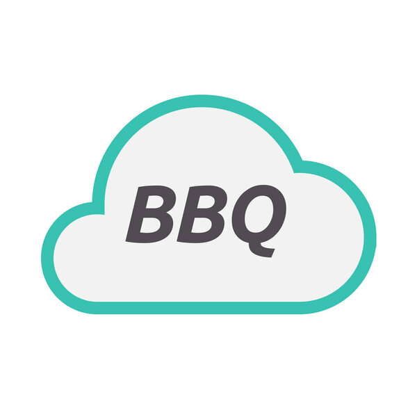 Isolated cloud icon with    the text BBQ