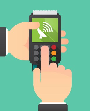El ile bir uydu çanağı ile bir dataphone
