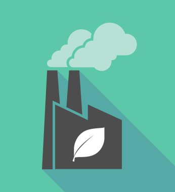 Bir yaprak ile fabrika simgesi