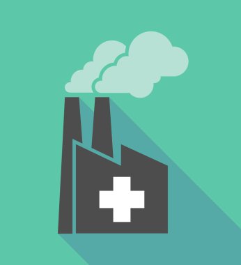 Bir eczane işareti simgesiyle fabrika