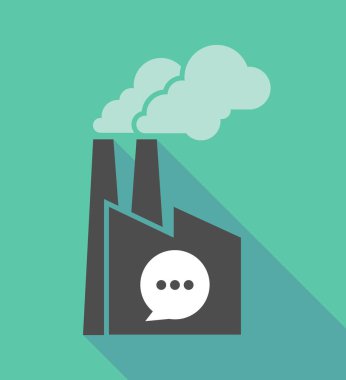 Komik bir balon ile fabrika simgesi