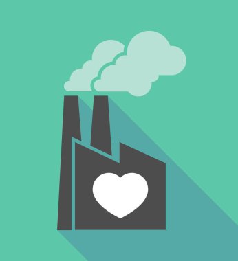 Bir kalp ile fabrika simgesi