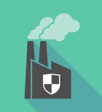 Bir kalkan ile fabrika simgesi