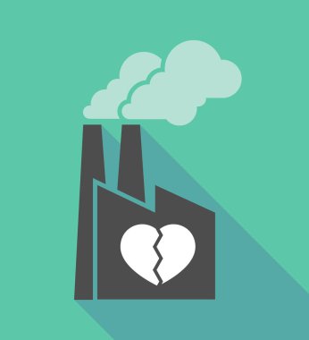 Kırık bir kalp ile fabrika simgesi