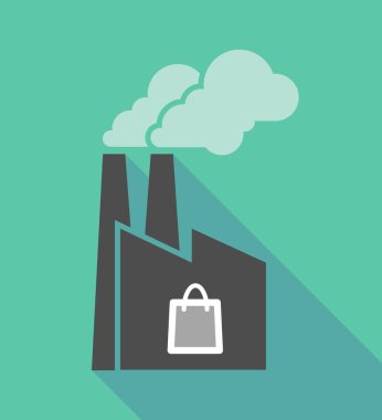 Bir alışveriş çantası ile fabrika simgesi