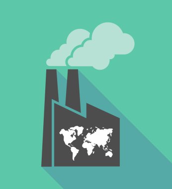 Bir Dünya Haritası ile fabrika simgesi