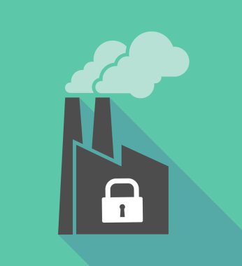 Fabrika simgesi ile kapalı kilit yastık