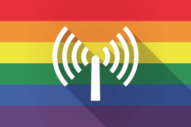 Uzun bir anten ile gölge lgbt bayrak