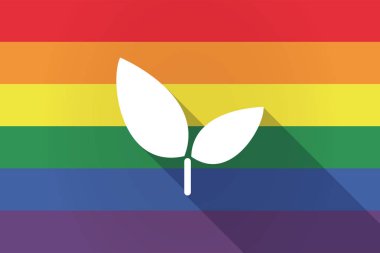 Uzun gölge lgbt bayrakla bir bitki