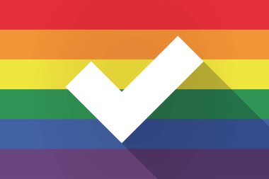 Uzun gölge lgbt bayrak onay işareti ile
