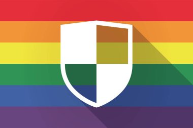 Uzun gölge lgbt bayrak bir kalkan ile