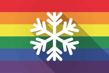Uzun gölge lgbt bayrakla bir kar tanesi