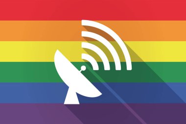 Uzun gölge lgbt bayrak bir uydu çanağı ile