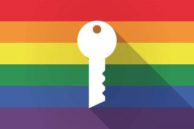 Uzun gölge lgbt bayrağı ile bir anahtar