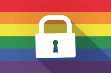 Uzun gölge lgbt bayrağı ile kapalı kilit yastık