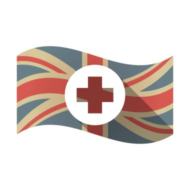 Yuvarlak eczane işaretiyle izole İngiltere bayrağı