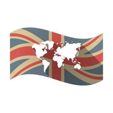 Bir Dünya Haritası ile izole İngiltere bayrağı