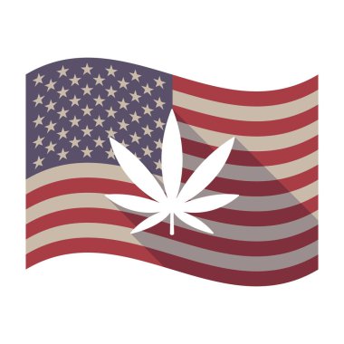 Uzun gölge ABD bayrağı marihuana yaprağı