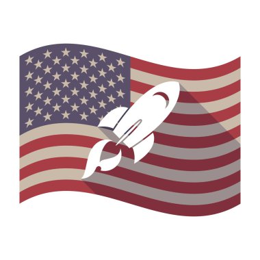 Uzun bir roket ile gölge ABD bayrağı