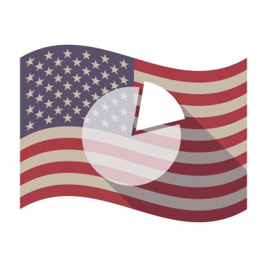Uzun gölge ABD bayrağı ile bir pasta grafiği