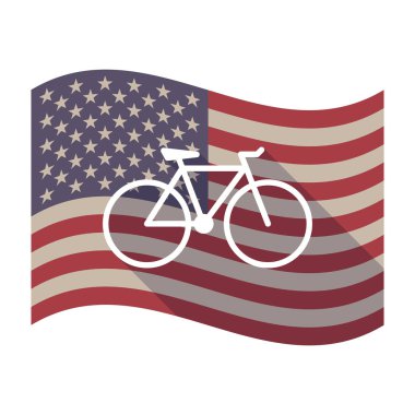 Uzun gölge ABD bayrağı bir bisiklet ile