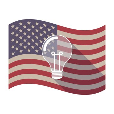 Uzun bir ampul ile gölge ABD bayrağı