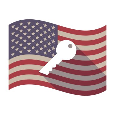 Uzun gölge ABD bayrağı ile bir anahtar