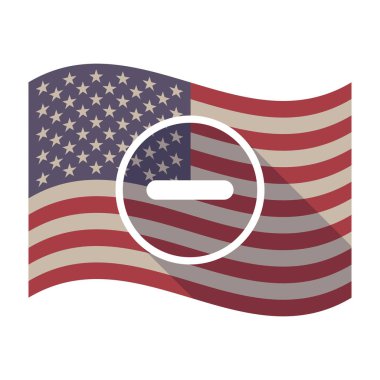 Uzun bir çıkarma işareti ile ABD bayrağı gölge