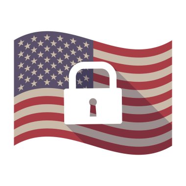 Uzun gölge ABD bayrağı ile kapalı kilit yastık