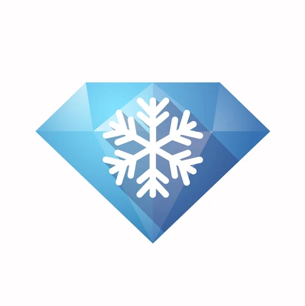 Diamante aislado con un copo de nieve — Vector de stock