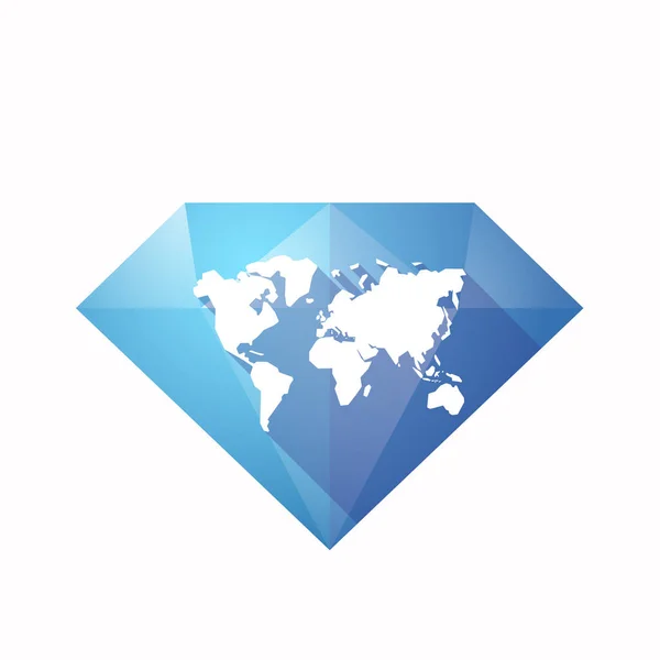 Απομονωμένη διαμάντι με έναν παγκόσμιο χάρτη — Διανυσματικό Αρχείο