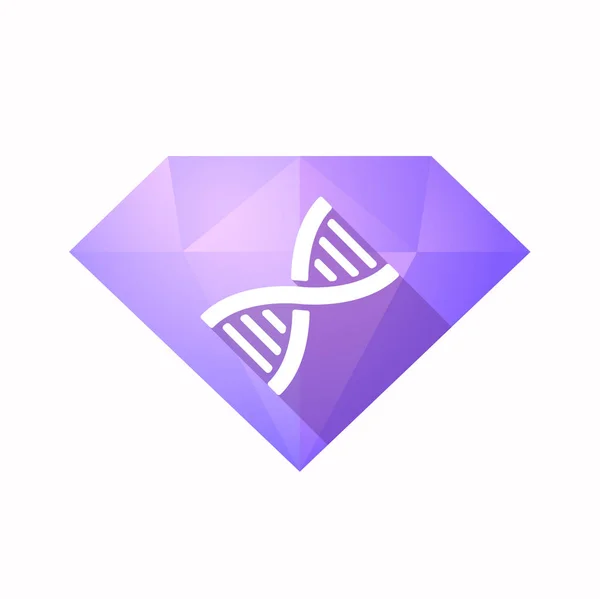 Diamante isolato con un segno di DNA — Vettoriale Stock