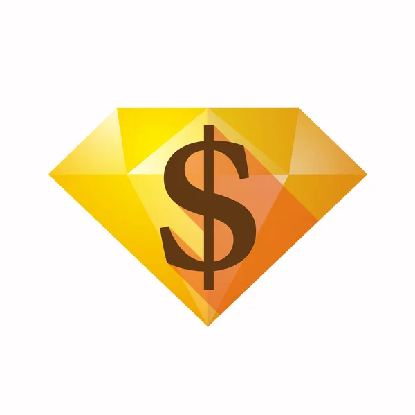 Diamant isolé avec un signe dollar — Image vectorielle