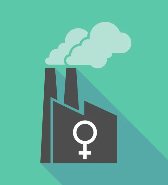 Fabriken-ikonen med en kvinnlig skylt — Stock vektor