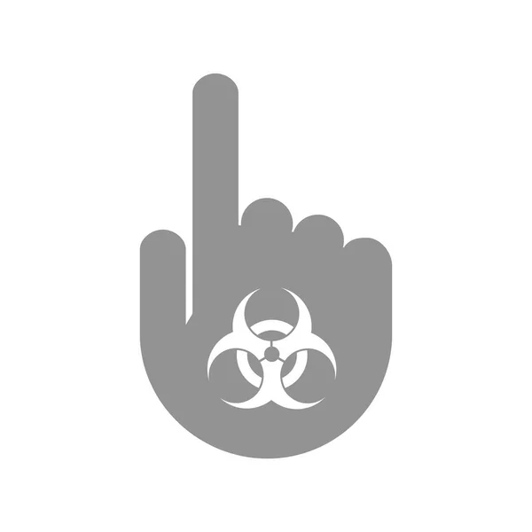Isolated hand with a biohazard sign — Stock Vector