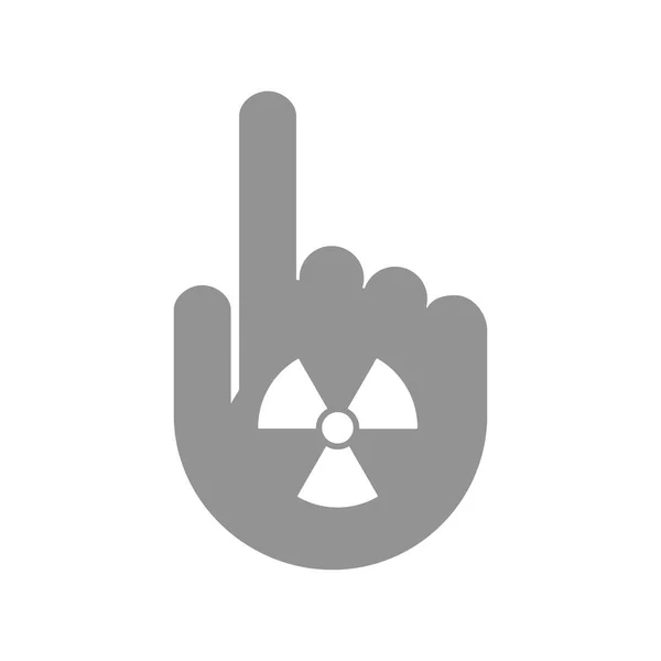 Isolierte Hand mit einem Radioaktivitätszeichen — Stockvektor