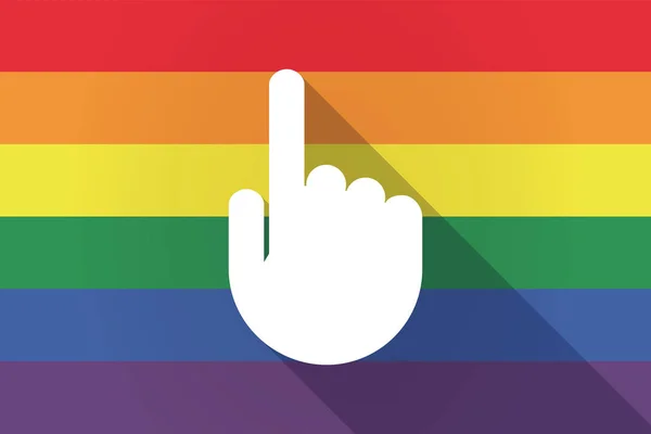 Μεγάλη σκιά ΛΟΑΤ σημαία με ένα χέρι που δείχνει — Διανυσματικό Αρχείο
