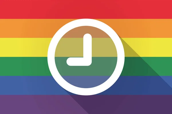 Longue ombre drapeau lgbt avec une horloge — Image vectorielle