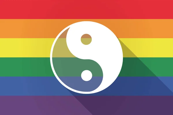 Hosszú árnyék LMBT zászlót a ying yang — Stock Vector