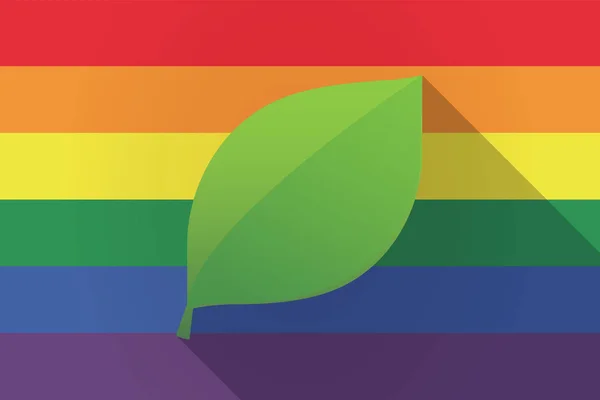 Bandeira lgbt sombra longa com uma folha verde — Vetor de Stock