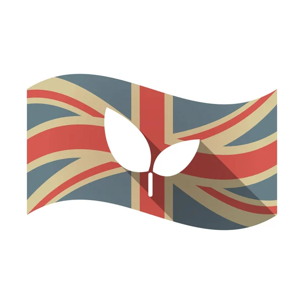 Isolated UK flag with a plant — Stock Vector